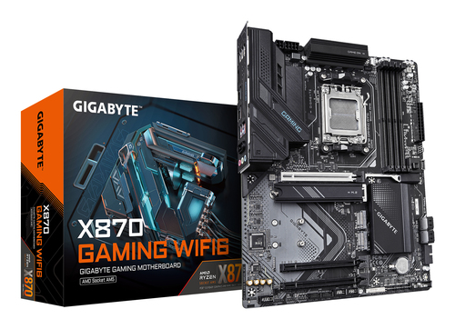 GIGABYTE X870 GAMING WIFI6&comma; ATX AM5 Mainboard&comma; 4x DDR5&comma; max&period; 256 GB&comma; 1x HDMI&comma; 2x DisplayPort&comma; 1x USB-C&comma; WiFi