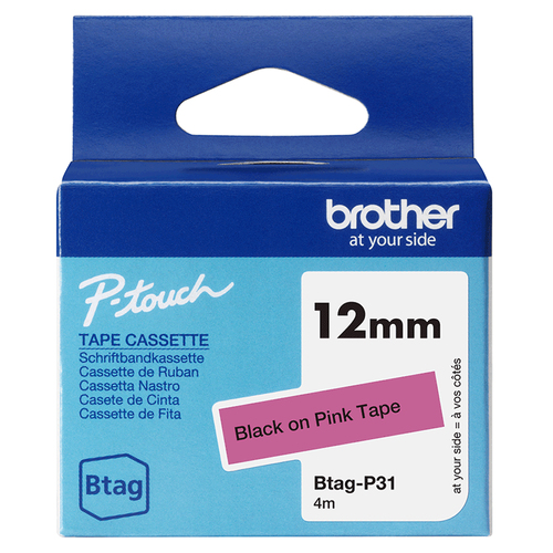 Brother BTAG-P31&comma; Schriftbandkassette&comma; schwarz auf rosa