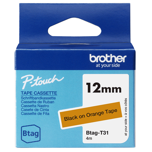 Brother BTAG-T31, Schriftbandkassette, schwarz auf orange Brother BTAG-T31, Schriftbandkassette, schwarz auf orange