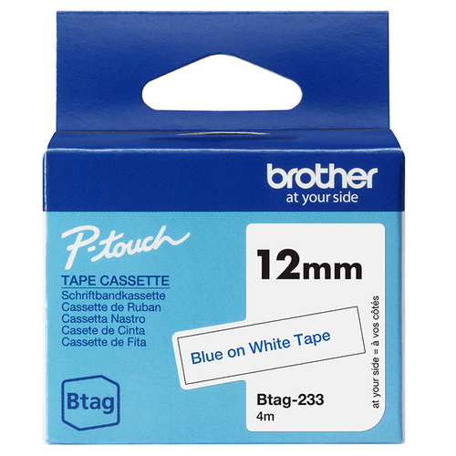 Brother BTAG-233&comma; Schriftbandkassette&comma; blau auf weiss