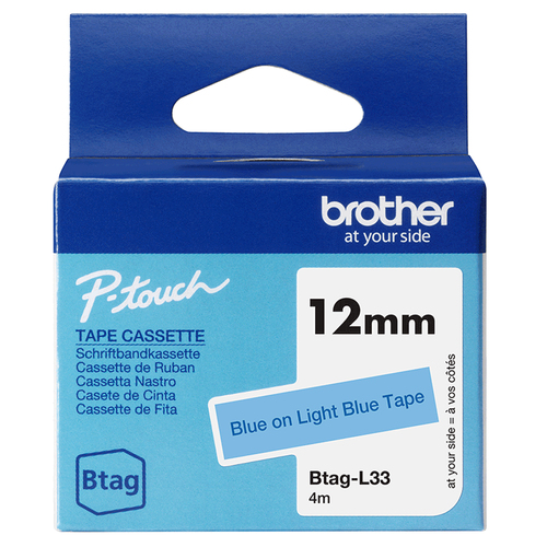 Brother BTAG-L33&comma; Schriftbandkassette&comma; blau auf hellblau