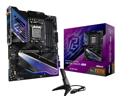 Asrock MK  X870E NOVA WIFI&comma; ATX AM5 Mainboard&comma; 4x DDR5&comma; max&period; 256 GB&comma; 1x HDMI&comma; 1x USB-C&comma; WiFi