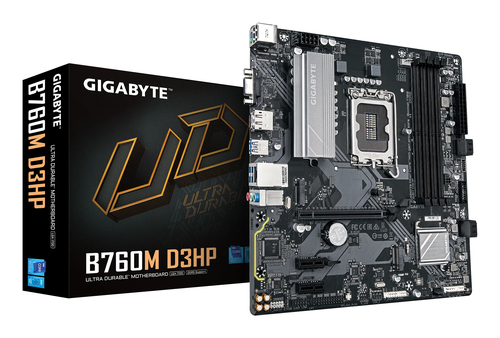 GIGABYTE B760M D3HP Mainboard - Intel Core CPUs der 14&period; Generation&comma; 4&plus;1&plus;1 Phasen VRM&comma; bis zu 5600 MHz DDR5&comma; 2xPCIe 4&period;0 M&period;2&comma; GbE LAN&comma; USB 3&period;2 Gen 1