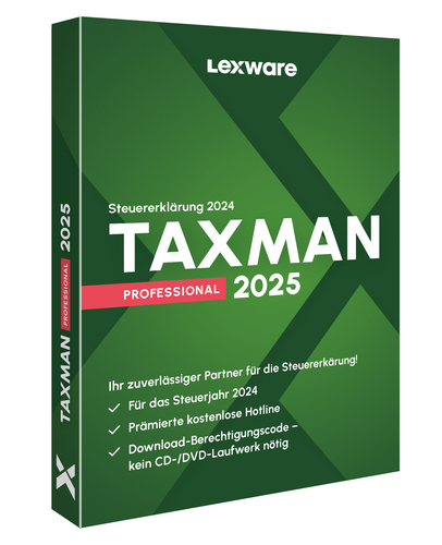 Lexware TAXMAN professional 2025&comma; Steuererkl&auml;rung&comma; Box&comma; 1 Lizenz&lpar;en&rpar;