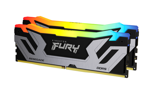 DDR5RAM 2 x 24GB DDR5-8400, Kingston Technology FURY 48GB 8400MT/s DDR5 CL40 CUDIMM (2er-Kits) Renegade RGB Silver XMP, DIMM, CL40 Kit DDR5RAM 2 x 24GB DDR5-8400, Kingston Technology FURY 48GB 8400MT/s DDR5 CL40 CUDIMM (2er-Kits) Renegade RGB Silver XMP, DIMM, CL40 Kit