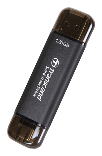 Transcend ESD310C Thunderbolt-Technologie 128 GB USB Type-A / USB Type-C USB 3.2 Gen 2x2 Schwarz
