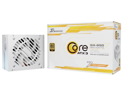 850W Seasonic CORE GX-850 ATX 3.1 Netzteil, 80 PLUS Gold, weiß, vollständig modular 850W Seasonic CORE GX-850 ATX 3.1 Netzteil, 80 PLUS Gold, weiß, vollständig modular