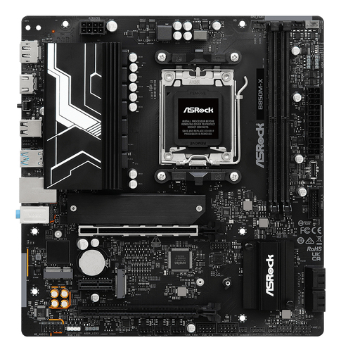 Asrock B850M-X, micro ATX AM5 Mainboard, 2x DDR5, max. 128 GB, 1x HDMI 2.1, 1x DisplayPort 1.4, 1x USB-C Asrock B850M-X, micro ATX AM5 Mainboard, 2x DDR5, max. 128 GB, 1x HDMI 2.1, 1x DisplayPort 1.4, 1x USB-C