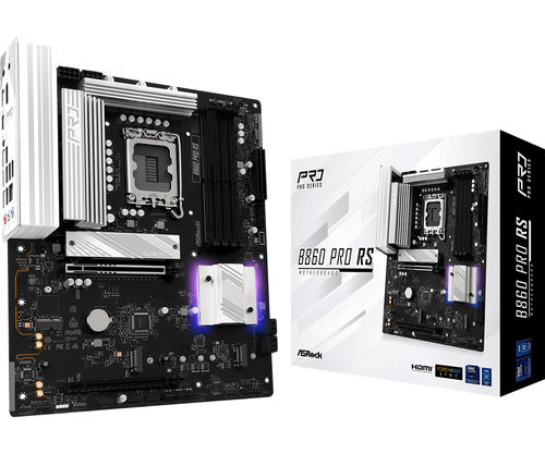 Asrock B860 Pro RS, ATX LGA 1851 (V1) Mainboard, 4x DDR5, max. 256 GB, 1x HDMI, 1x DisplayPort 1.4 Asrock B860 Pro RS, ATX LGA 1851 (V1) Mainboard, 4x DDR5, max. 256 GB, 1x HDMI, 1x DisplayPort 1.4