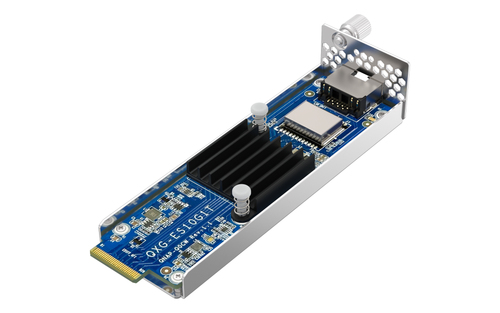 QNAP QXG-ES10G1T E1.S LAN Module, blau, edelstahl QNAP QXG-ES10G1T E1.S LAN Module, blau, edelstahl