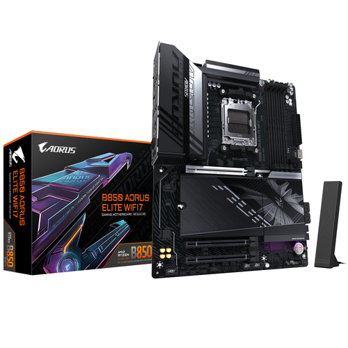 GIGABYTE B850 AORUS ELITE WIFI7 Motherboard - AMD Ryzen 9000 Serie CPUs, 14+2+2 Phasen digitales VRM, bis zu 8200MHz DDR5 (OC), 1xPCIe 5.0 + 2xPCIe 4.0 M.2, 2,5 LAN, WIFI 7, USB 3.2 Gen 2x2 GIGABYTE B850 AORUS ELITE WIFI7 Motherboard - AMD Ryzen 9000 Serie CPUs, 14+2+2 Phasen digitales VRM, bis zu 8200MHz DDR5 (OC), 1xPCIe 5.0 + 2xPCIe 4.0 M.2, 2,5 LAN, WIFI 7, USB 3.2 Gen 2x2