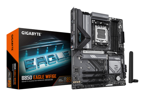 GIGABYTE B850 EAGLE WIFI6E Motherboard - AMD Ryzen 9000 Serie CPUs, 8+2+2 Phasen digitales VRM, bis zu 8200MHz DDR5 (OC), 1xPCIe 5.0 + 2xPCIe 4.0 M.2, GbE LAN, WIFI 6E, USB 3.2 Gen 2 GIGABYTE B850 EAGLE WIFI6E Motherboard - AMD Ryzen 9000 Serie CPUs, 8+2+2 Phasen digitales VRM, bis zu 8200MHz DDR5 (OC), 1xPCIe 5.0 + 2xPCIe 4.0 M.2, GbE LAN, WIFI 6E, USB 3.2 Gen 2