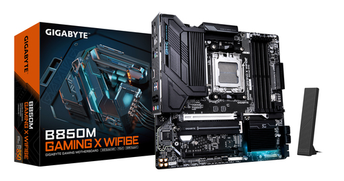 GIGABYTE B850M GAMING X WIFI6E Motherboard - AMD Ryzen 9000 Serien CPUs, 10+2+2 Phasen Digital VRM, bis zu 8200MHz DDR5 (OC), 1xPCIe 5.0 + 1xPCIe 4.0 M.2, 2.5LAN, WIFI 6E, USB 3.2 Gen 2. GIGABYTE B850M GAMING X WIFI6E Motherboard - AMD Ryzen 9000 Serien CPUs, 10+2+2 Phasen Digital VRM, bis zu 8200MHz DDR5 (OC), 1xPCIe 5.0 + 1xPCIe 4.0 M.2, 2.5LAN, WIFI 6E, USB 3.2 Gen 2.