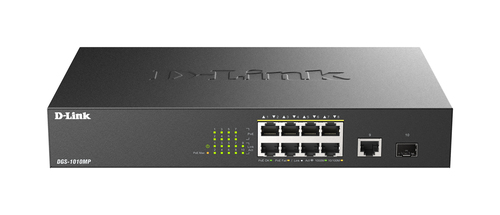 D-Link DGS-1010MP/E L2 Unmanaged Switch, 8x RJ-45, Backplane: 20 Gbit/s, PoE D-Link DGS-1010MP/E L2 Unmanaged Switch, 8x RJ-45, Backplane: 20 Gbit/s, PoE