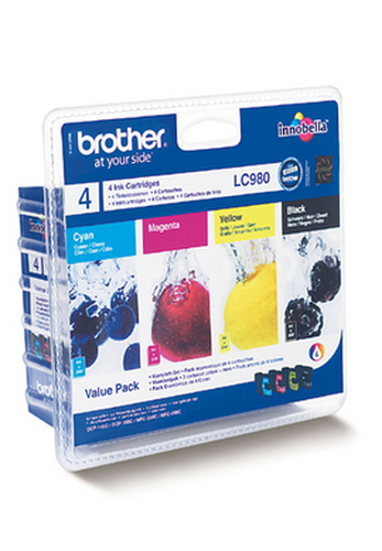 Brother LC980 Pack, original, schwarz, cyan, magenta, gelb, Tinte Brother LC980 Pack, original, schwarz, cyan, magenta, gelb, Tinte