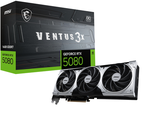 MSI VENTUS GEFORCE RTX 5080 16G 3X OC PLUS Grafikkarte NVIDIA 16 GB GDDR7