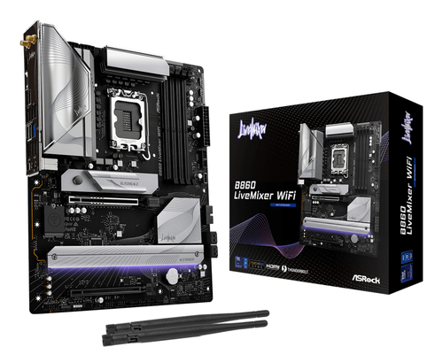 Asrock B860 LiveMixer WiFi, ATX LGA 1851 (V1) Mainboard, 4x DDR5, max. 256 GB, 1x HDMI 2.1, WiFi Asrock B860 LiveMixer WiFi, ATX LGA 1851 (V1) Mainboard, 4x DDR5, max. 256 GB, 1x HDMI 2.1, WiFi
