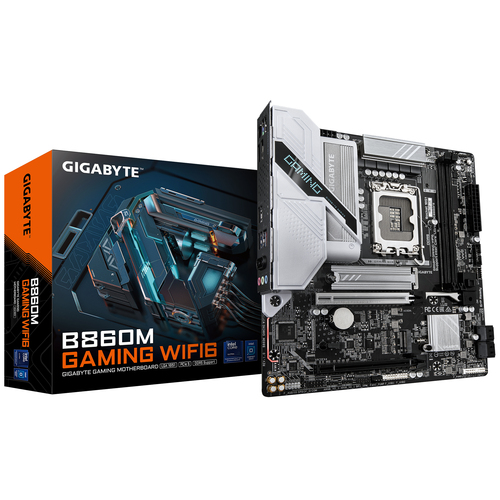 GIGABYTE B860M GAMING WIFI6&comma; micro ATX LGA 1851 &lpar;V1&rpar; Mainboard&comma; 2x DDR5&comma; max&period; 128 GB&comma; 1x HDMI 2&period;1&comma; 1x DisplayPort 2&period;1&comma; WiFi