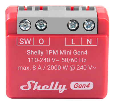 Shelly 1PM Mini Gen4 Intelligenter Schalter Rot