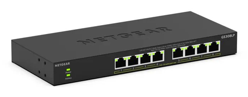 NETGEAR GS308LP Unmanaged Switch, 8x RJ-45, Backplane: 16 Gbit/s, PoE NETGEAR GS308LP Unmanaged Switch, 8x RJ-45, Backplane: 16 Gbit/s, PoE