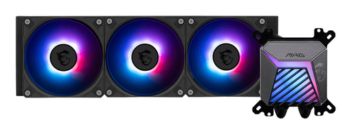 MSI MAG CORELIQUID A15 360, schwarz, Komplett-Wasserkühlung, 500-2500rpm, 20 dB, 3-polig MSI MAG CORELIQUID A15 360, schwarz, Komplett-Wasserkühlung, 500-2500rpm, 20 dB, 3-polig