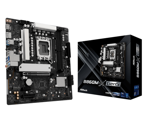 Asrock B860M-X Gen5, micro ATX LGA 1851 (V1) Mainboard, 2x DDR5, max. 128 GB, 1x HDMI, 1x DisplayPort 1.4 Asrock B860M-X Gen5, micro ATX LGA 1851 (V1) Mainboard, 2x DDR5, max. 128 GB, 1x HDMI, 1x DisplayPort 1.4