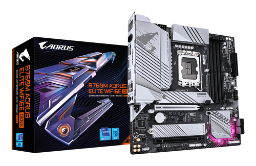 GIGABYTE B760M AORUS ELITE WIFI6E GEN5&comma; micro ATX LGA 1700 Mainboard&comma; 4x DDR5&comma; max&period; 256 GB&comma; 1x HDMI 2&period;1&comma; 1x DisplayPort 1&period;2&comma; WiFi