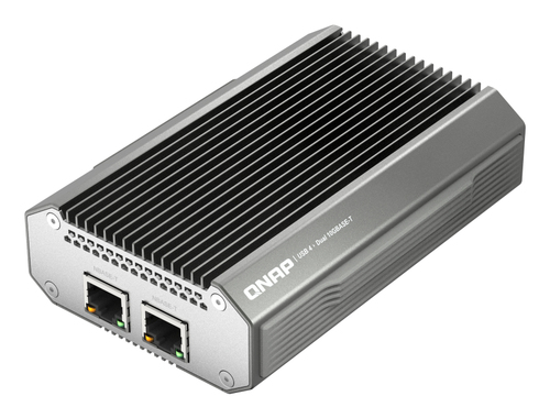 QNAP QNA-UC10G2T&comma; 10GBase-T&comma; Ethernet&comma; 10000 Mbit&sol;s&comma; schwarz&comma; silber