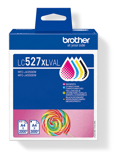 Brother LC527XLVAL, original, schwarz, cyan, magenta, gelb Brother LC527XLVAL, original, schwarz, cyan, magenta, gelb