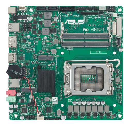 ASUS Pro H810T-CSM&comma; Thin Mini ITX LGA 1851 &lpar;V1&rpar; Mainboard&comma; 2x DDR5&comma; max&period; 128 GB&comma; 1x HDMI&comma; 1x DisplayPort