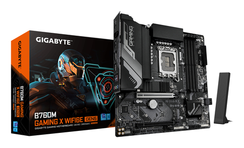 GIGABYTE B760M GAMING X WIFI6E GEN5&comma; micro ATX LGA 1700 Mainboard&comma; 4x DDR5&comma; max&period; 256 GB&comma; 1x HDMI 2&period;1&comma; 1x DisplayPort 1&period;2&comma; WiFi