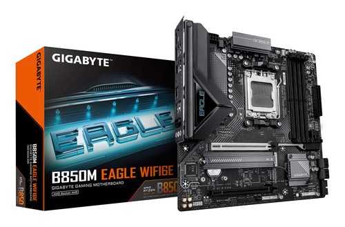 GIGABYTE B850M EAGLE WIFI6E&comma; micro ATX AM5 Mainboard&comma; 4x DDR5&comma; max&period; 256 GB&comma; 1x HDMI 2&period;1&comma; 2x DisplayPort 1&period;4&comma; 1x USB-C&comma; WiFi