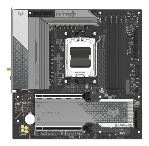 Sapphire NITRO+ B850M WIFI, micro ATX AM5 Mainboard, 4x DDR5, max. 192 GB, 1x HDMI, 1x DisplayPort, 1x USB-C, WiFi Sapphire NITRO+ B850M WIFI, micro ATX AM5 Mainboard, 4x DDR5, max. 192 GB, 1x HDMI, 1x DisplayPort, 1x USB-C, WiFi