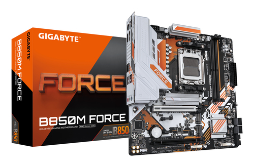 GIGABYTE B850M FORCE, micro ATX AM5 Mainboard, 2x DDR5, max. 128 GB, 1x HDMI 2.1, 1x DisplayPort 1.4, 1x USB-C GIGABYTE B850M FORCE, micro ATX AM5 Mainboard, 2x DDR5, max. 128 GB, 1x HDMI 2.1, 1x DisplayPort 1.4, 1x USB-C