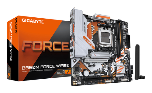 GIGABYTE B850M FORCE WIFI6E, micro ATX AM5 Mainboard, 2x DDR5, max. 128 GB, 1x HDMI 2.1, 1x DisplayPort 1.4, 1x USB-C, WiFi GIGABYTE B850M FORCE WIFI6E, micro ATX AM5 Mainboard, 2x DDR5, max. 128 GB, 1x HDMI 2.1, 1x DisplayPort 1.4, 1x USB-C, WiFi