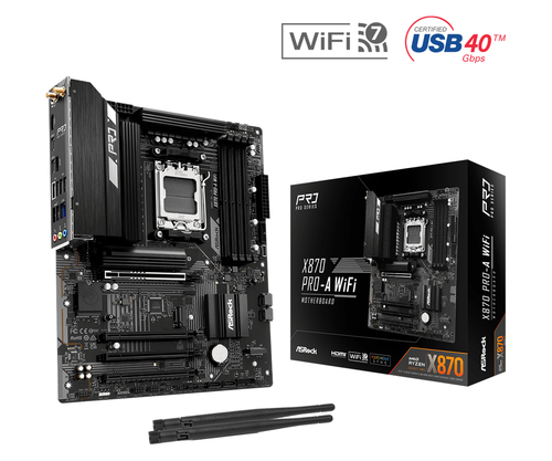 Asrock X870 Pro-A WiFi&comma; ATX AM5 Mainboard&comma; 4x DDR5&comma; max&period; 256 GB&comma; 1x HDMI&comma; WiFi