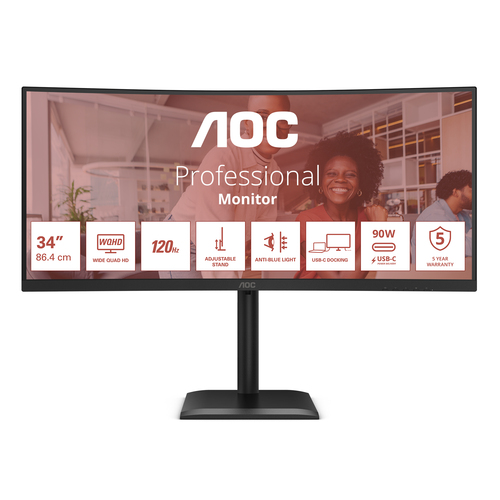 AOC CU34E4CV - 34 Zoll WQHD Curved Monit AOC CU34E4CV - 34 Zoll WQHD Curved Monit