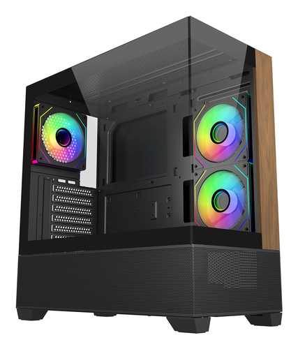 Cooler Master Elite 690 Wood&comma; Midi Tower&comma; schwarz&comma; Glasfenster