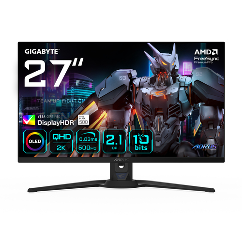 27 Zoll GIGABYTE AORUS FO27Q5P, 68,6cm TFT, 500 Hz, Quad HD, 0,03ms, 2x HDMI, 1x DP, integrierter USB-Hub 27 Zoll GIGABYTE AORUS FO27Q5P, 68,6cm TFT, 500 Hz, Quad HD, 0,03ms, 2x HDMI, 1x DP, integrierter USB-Hub