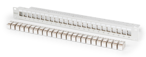 DIGITUS Modulares Patch Panel geschirmt mit 24x DN-93615 24-Port 1U rackmontiert grau RAL 7035