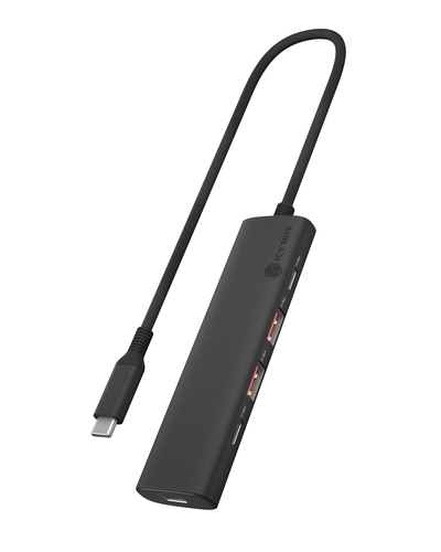 ICY BOX IB-HUB1437-CPD&comma; USB 3&period;2 Gen 2 &lpar;3&period;1 Gen 2&rpar; Type-C&comma; schwarz&comma; USB Power Delivery&comma; Aluminium Geh&auml;use
