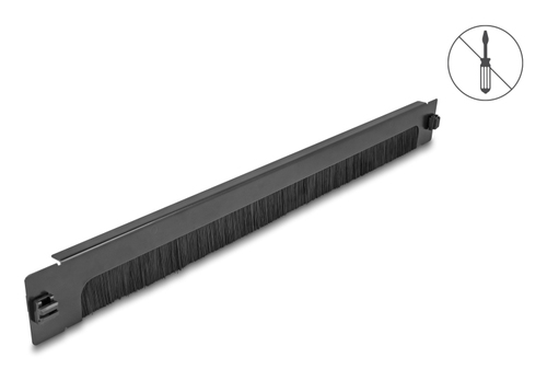 DELOCK 48&comma;26cm 19Zoll 1 HE Kabelmanagement Burstenleiste unten offen werkzeugfrei schwarz