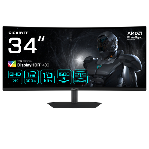 34 Zoll GIGABYTE G34WQC2, 86,4cm TFT, 200 Hz, UltraWide Quad HD, 1ms, 2x HDMI, 2x DP 34 Zoll GIGABYTE G34WQC2, 86,4cm TFT, 200 Hz, UltraWide Quad HD, 1ms, 2x HDMI, 2x DP