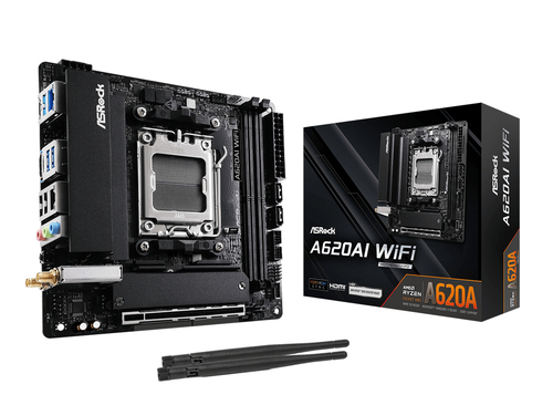 Asrock A620AI WiFi&comma; mini ITX AM5 Mainboard&comma; 2x DDR5&comma; max&period; 128 GB&comma; 1x HDMI&comma; 1x USB-C&comma; WiFi