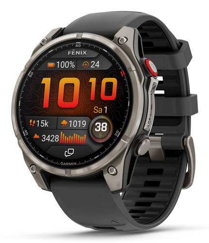 Garmin 8 Pro&comma; schwarz&comma; Touchscreen&comma; rund&comma; Sportuhr
