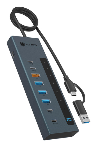 ICY BOX USB3.2 Gen2 Hub 9-Port,PD 2xUSB-C,1xUSB-A,up ICY BOX USB3.2 Gen2 Hub 9-Port,PD 2xUSB-C,1xUSB-A,up