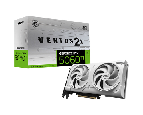 MSI GEFORCE RTX 5060 TI 16G VENTUS 2X OC WHITE PLUS, 16GB GDDR7 Grafikkarte, 1x HDMI, 3x DP MSI GEFORCE RTX 5060 TI 16G VENTUS 2X OC WHITE PLUS, 16GB GDDR7 Grafikkarte, 1x HDMI, 3x DP