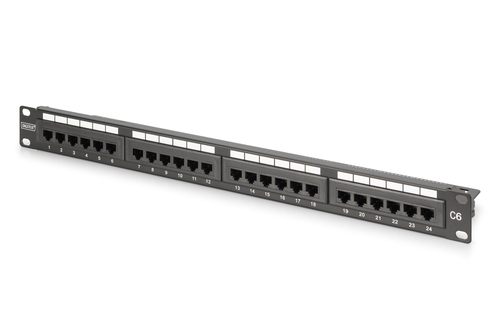 DIGITUS CAT 6 Klasse E Patch Panel ungeschirmt 24-port RJ45 8P8C LSA 1U Rack Mount