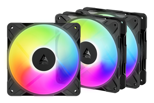 ARCTIC P12 Pro Reverse A-RGB - 3 Pack, schwarz, Lüfter, 124 m³/h, 4-polig ARCTIC P12 Pro Reverse A-RGB - 3 Pack, schwarz, Lüfter, 124 m³/h, 4-polig