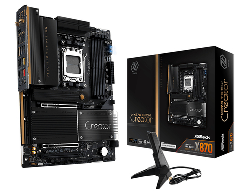 Asrock X870 Taichi Creator&comma; ATX AM5 Mainboard&comma; 4x DDR5&comma; max&period; 256 GB&comma; 1x HDMI&comma; 1x USB-C&comma; WiFi